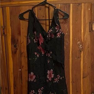 Y2K Black Multicolored Floral V-Neck Dress